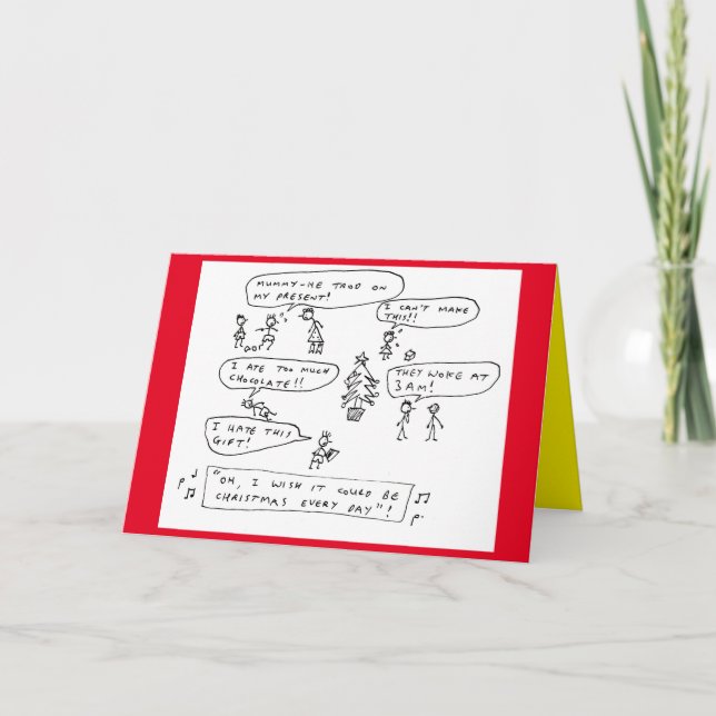 Funny Family Chaos Christmas Cartoon Holiday Card (Front)