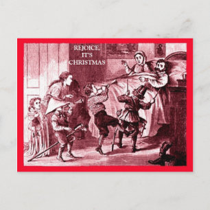 Funny Family Christmas, Excited Kids Tired Parents Postcard