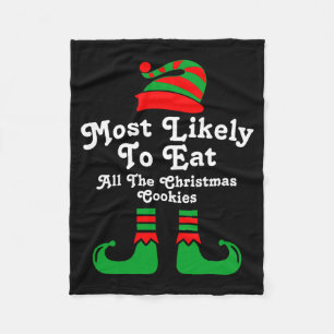 Funny Family Christmas Most Likely To Elf  Fleece Blanket