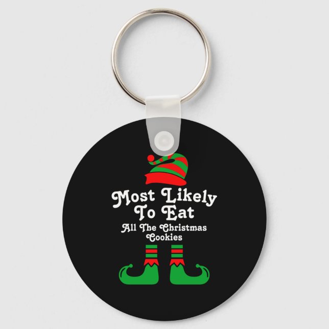 Funny Family Christmas Most Likely To Elf  Key Ring (Front)