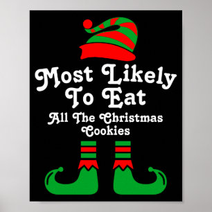 Funny Family Christmas Most Likely To Elf Poster
