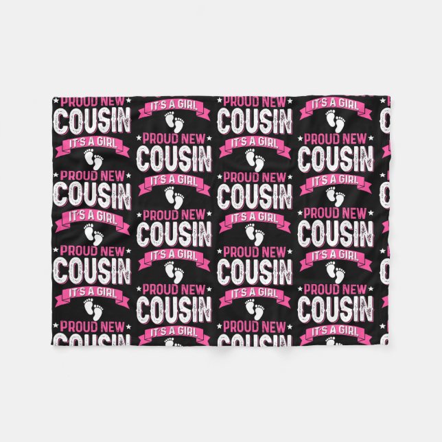 Funny Family Gender Reveal Proud New Cousin It's Fleece Blanket (Front (Horizontal))