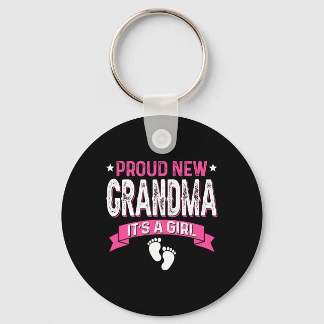 Funny Family Gender Reveal Proud New Grandma It's  Key Ring (Front)