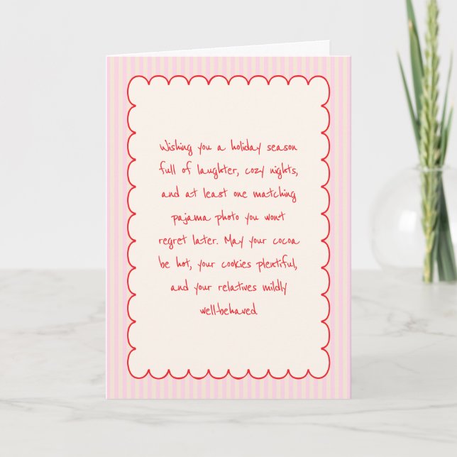 Funny Family Greeting Letter Christmas Pink Red Holiday Card (Front)