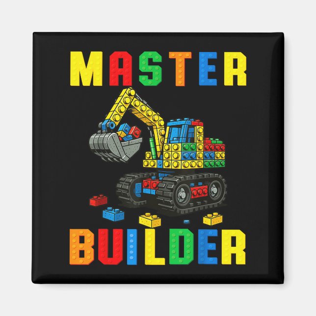 Funny Family Master Builder Building Bricks Blocks Magnet (Front)