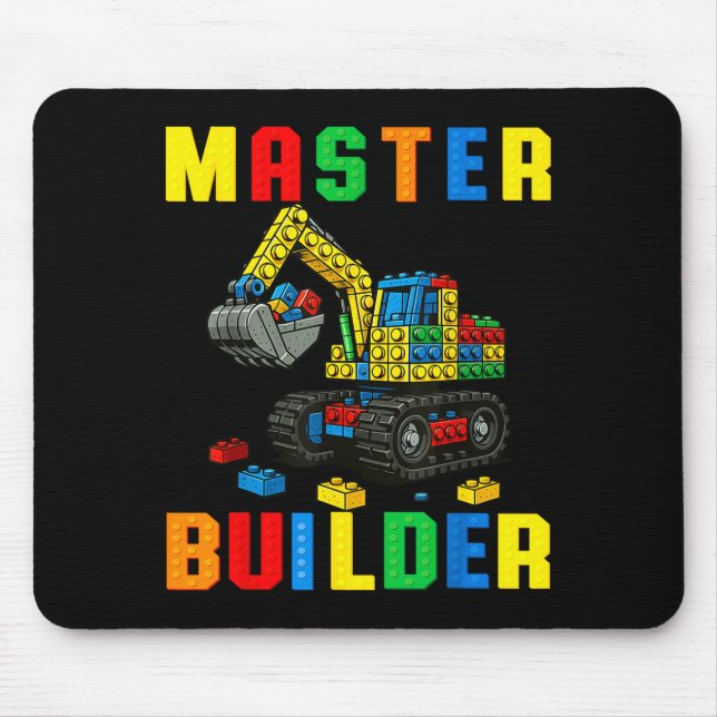 Funny Family Master Builder Building Bricks Blocks Mouse Pad (Front)