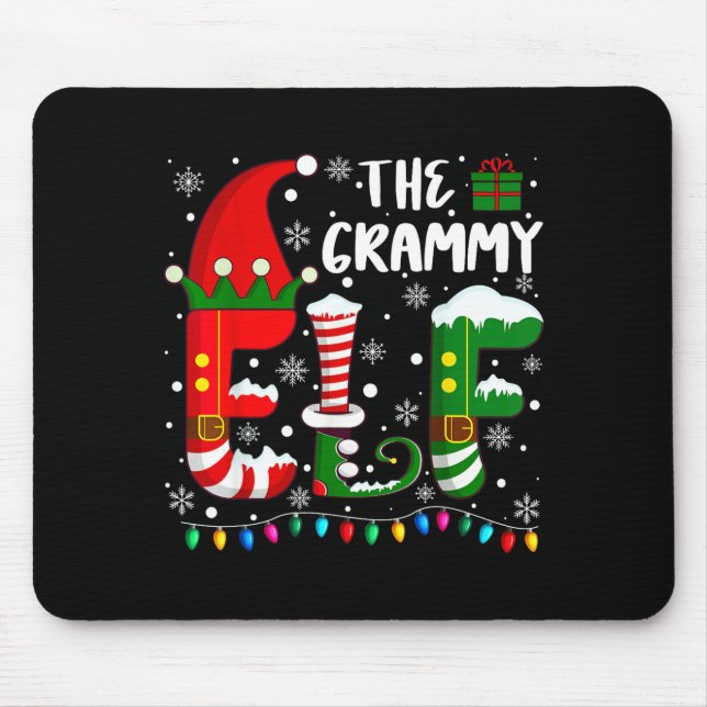 Funny Family Matching Pajamas Grammy Elf Christmas Mouse Pad (Front)