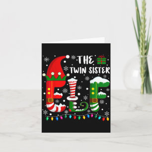 Funny Family Matching Pajamas Twin Sister Elf Chri Card