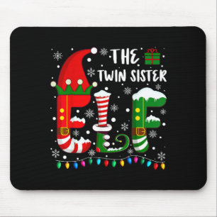 Funny Family Matching Pajamas Twin Sister Elf Chri Mouse Pad