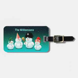 Funny Family Of Snowmen Luggage Tag
