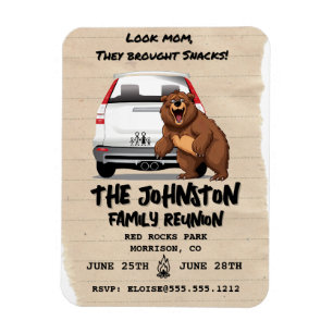 Funny Family Reunion Invitation with Bear Magnet