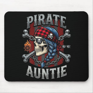 Funny family skull pirate auntie jolly roger mouse pad