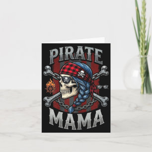 Funny family skull pirate mama jolly roger card
