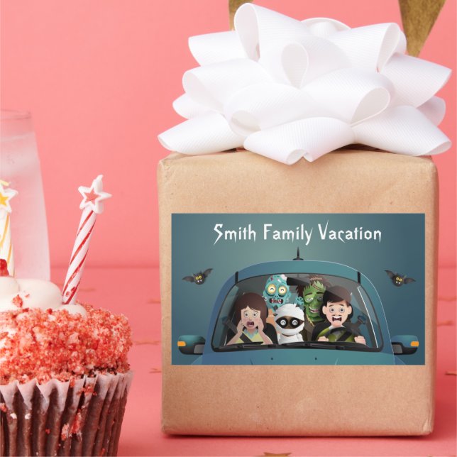 Funny Family Vacation Halloween Rectangular Sticker (Party)