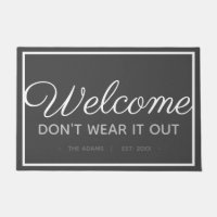 Funny Family Welcome | Modern Grey White Style