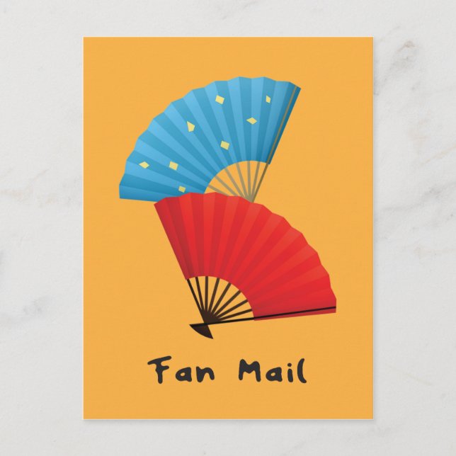 Funny Fan Mail pun with Japanese Fans Postcard (Front)