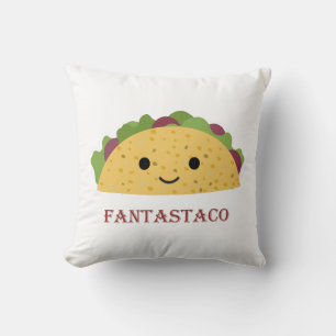Funny Fantastaco Taco Pun Cute Kawaii Taco Cushion