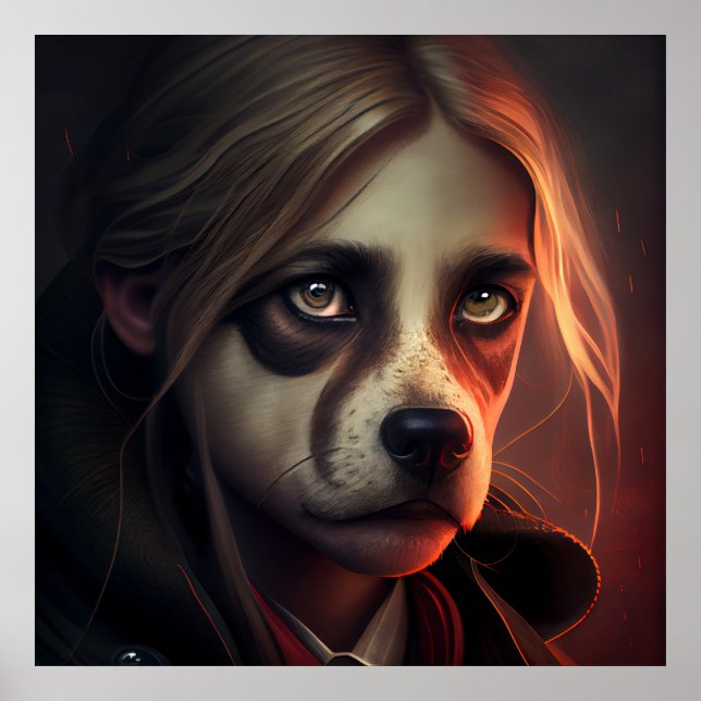 Funny fantasy dog woman poster really funny (Front)