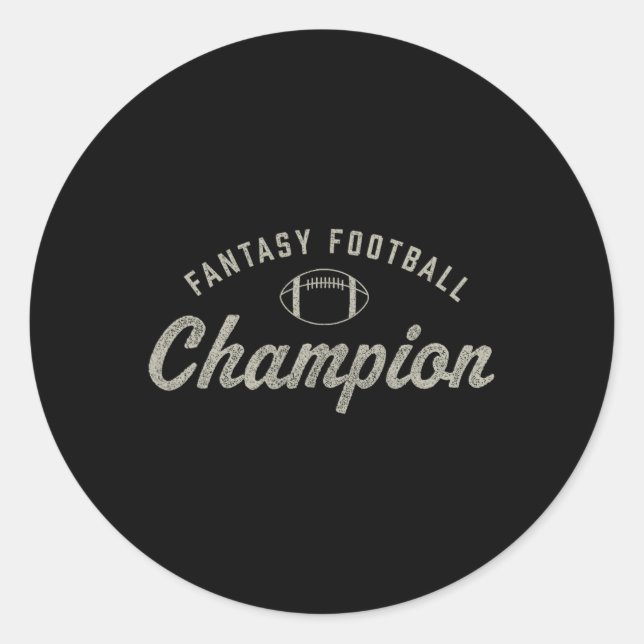 Funny Fantasy Football Champion Draught Day Season Classic Round Sticker (Front)