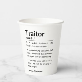 Funny farewell coworker, colleague leaving job paper cups