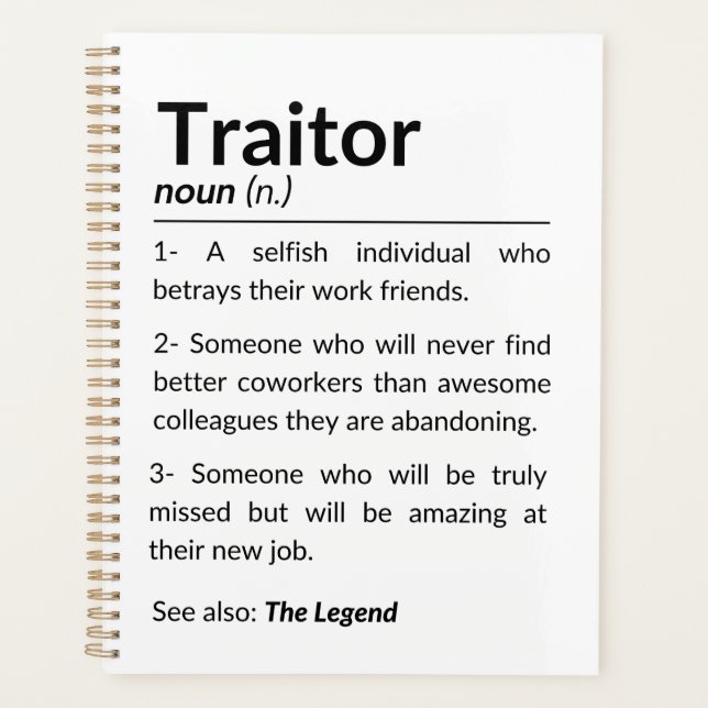 Funny farewell coworker, colleague leaving job planner (Front)