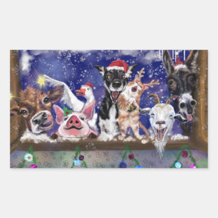 Funny Farm Animal Christmas Gift Stickers