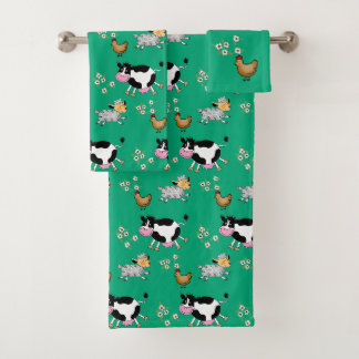 funny farm animals bath towel set