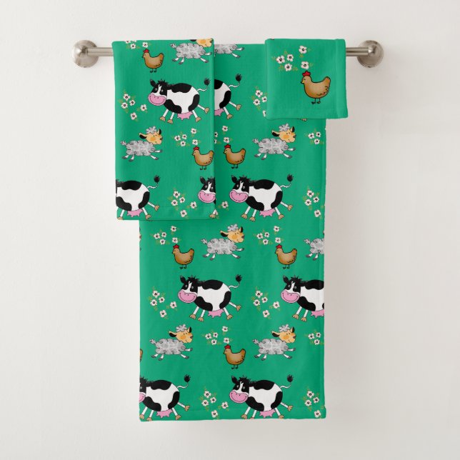funny farm animals bath towel set (Insitu)