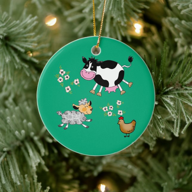 funny farm animals ceramic tree decoration (Tree)