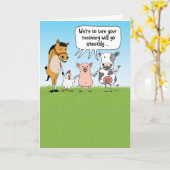 Funny Farm Animals Get Well Card (Yellow Flower)
