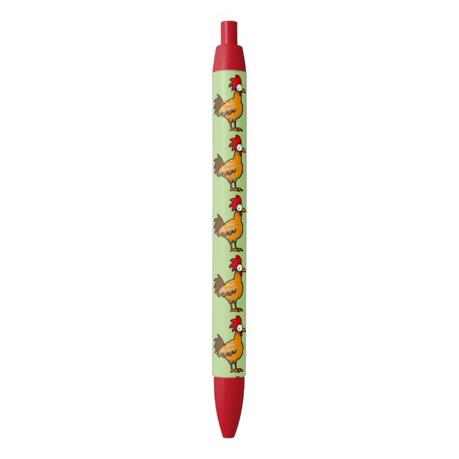 funny farm chicken rooster black ink pen (Front Vertical)