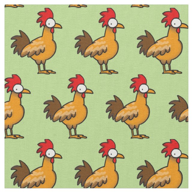 funny farm chicken rooster fabric (Close Up)