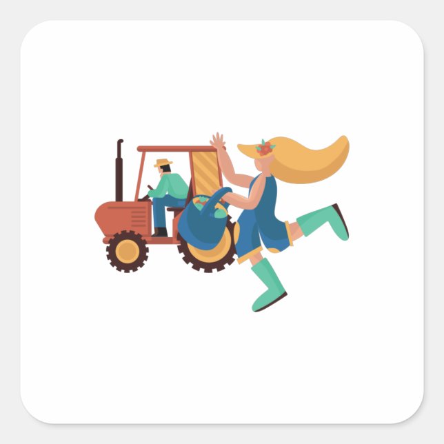 Funny Farm Life Design Square Sticker (Front)