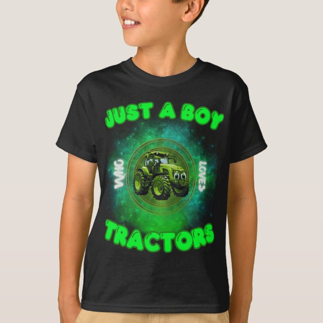 Funny Farm Lover Just A Boy Who Loves Tractors Lif T-Shirt (Front)