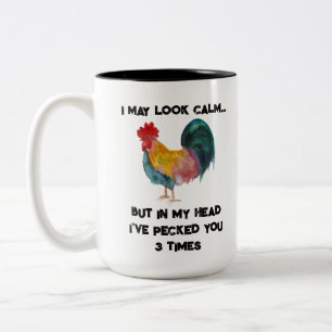 Funny Farm Rooster Two-Tone Coffee Mug