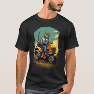 Funny Farm Tractor Lover Cat Farmer Life Cat Drivi T-Shirt