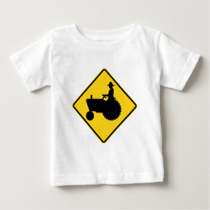 Funny Farm Tractor Road Sign Warning Baby T-Shirt