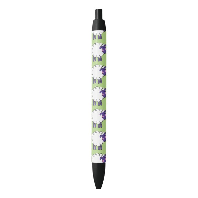 funny farm woolly sheep black ink pen (Front Vertical)