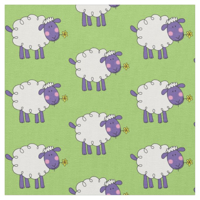 funny farm woolly sheep fabric (Close Up)