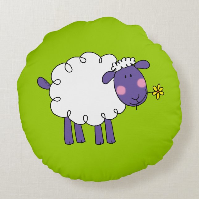 funny farm woolly sheep round cushion (Back)