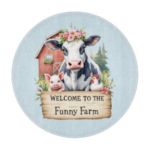 Funny farm word art cutting board