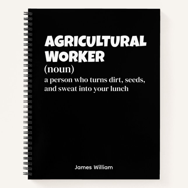 Funny Farm Worker Definition Notebook (Front)