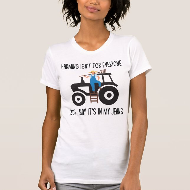 Funny Farmer Farming Tractor Pun Jokes Humor T-Shirt (Front)