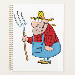 Funny Farmer Pitchfork Overalls and Straw Hat Planner