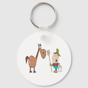 funny farmer with horse key ring