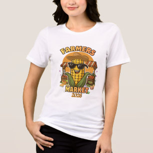 Funny Farmers Market Corn Character Sunglasses Tri-Blend Shirt