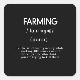 funny farming definition square sticker