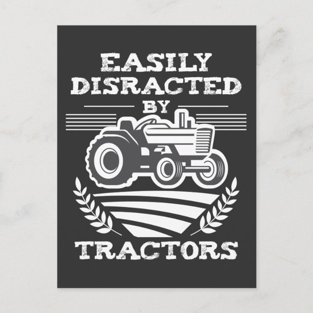 Funny Farming Distracted by Tractors lover Farmer Postcard (Front)
