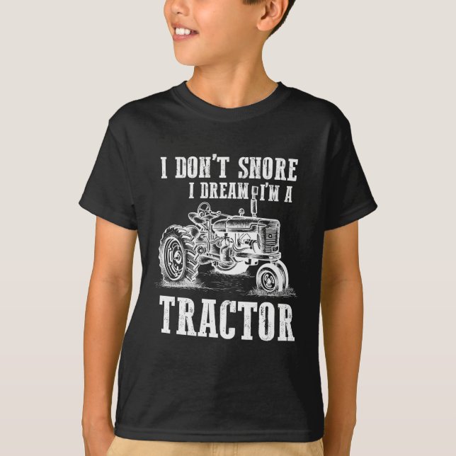 Funny Farming Tractor Driver Snoring Farmer T-Shirt (Front)