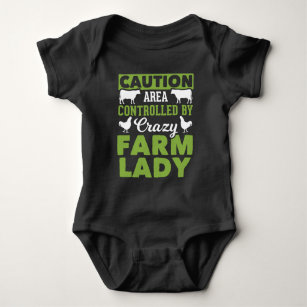 Funny Farming Wife Crazy Farm Lady Baby Bodysuit
